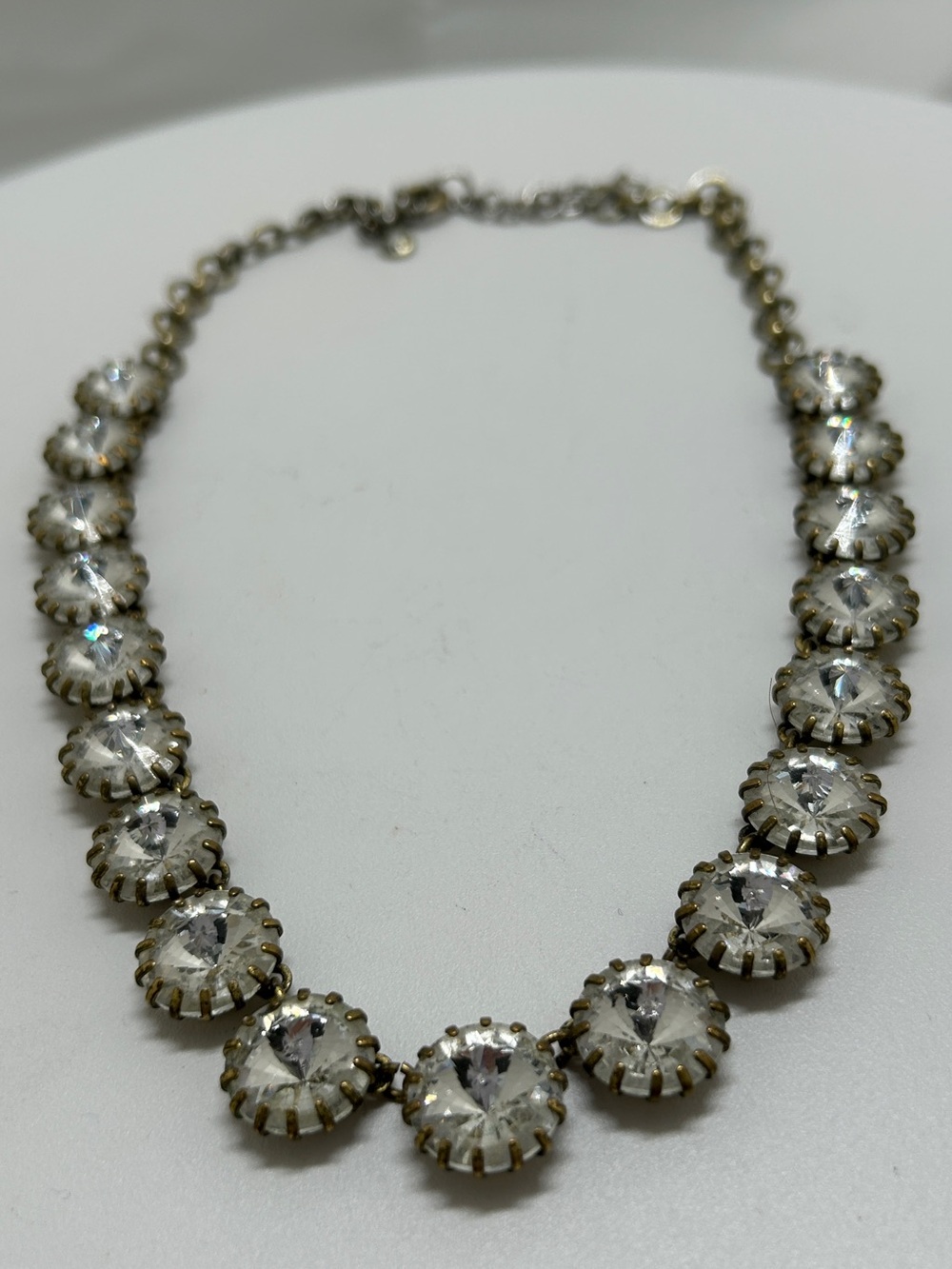 J. Crew, Silver And Large Clear Crystal Necklace, 90’s